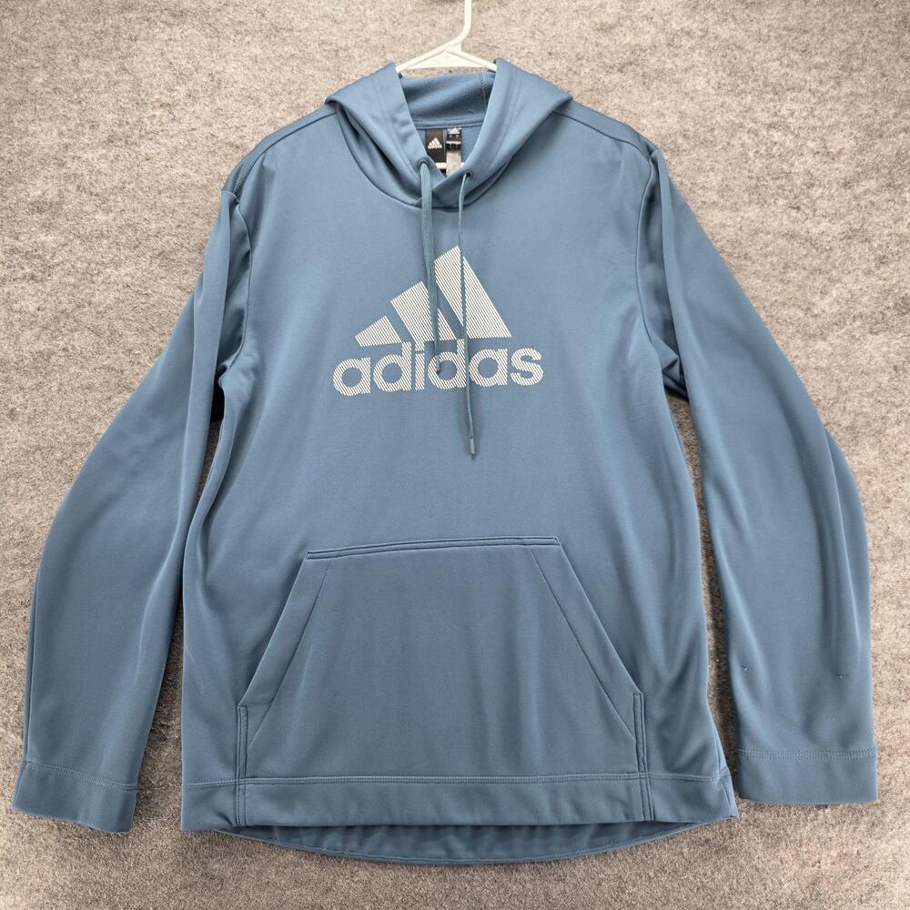 Adidas Hoodie Mens L Blue Pullover Hooded Pockets AEROREADY Moisture GT0054